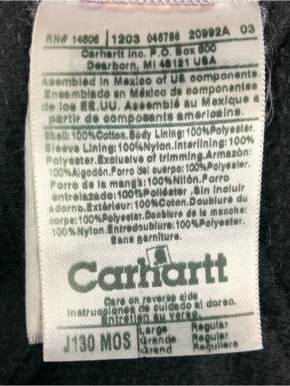 Vintage Men’s Carhartt Duck Jacket with Hood and Leather Logo Patch - Picture 6 of 11